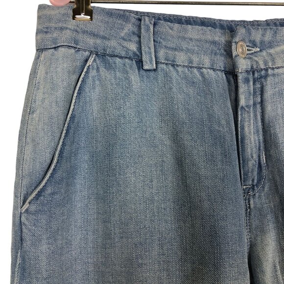 Hudson Womens Nico Midrise Blue Trousers Jeans Sz 30 Wide Leg Linen Blend - Picture 3 of 12